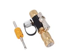 Alomejor Herramienta de Extracción de Núcleo de Válvula, Instalador HVAC de Latón para R410A R22 R32, Tamaño Doble 1/4 y 5/16 para Reparación de Aire Acondicionado de Automóvil