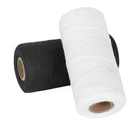 Alomejor Hilo de Tejer de Algodón 8/4, Hilo de Bordar Duradero y Suave, Perfecto para Alfombras y Cintas, 2 Piezas (blanco negro), 250 Metros Cada una