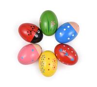 Alomejor Huevos de Madera Huevos de Pascua Paquete de 6 Batidos Musicales con Hierro Relleno de Percusión de Madera Acabado Suave Colores Brillantes para Rellenos de Cestas de Pascua Favores de para
