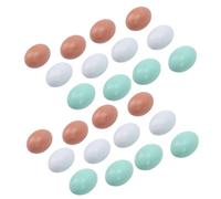Alomejor Huevos de Pascua de Madera, Paquete de 24 Huevos de Pollo Falsos de Madera Maciza de 3 Colores para Manualidades de Pintura DIY, con Acrílicos de Secado Rápido para Decoración de (24PCS)
