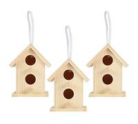 Alomejor Innovadora Jaula de Madera para Pájaros, Forma única para el Descanso y Juego de los Pájaros, 3 Mini Nidos de, Larga Vida útil para Decoración de Jardín