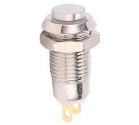 Alomejor Interruptor de Botón de Metal de 8 Mm, Autobloqueo Impermeable para Timbres de Baja Corriente, Control de Acceso, Acero Inoxidable de 3 V, Paquete de 1
