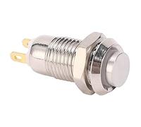 Alomejor Interruptor de Botón de Metal de 8 Mm, Autobloqueo Impermeable para Timbres de Baja Corriente, Control de Acceso, Acero Inoxidable de 3 V, Paquete de 1