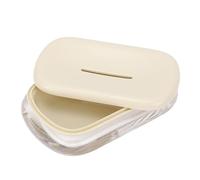 Alomejor Jabonera Acrílico con Diseño de Drenaje de Doble Capa para Encimera de Baño Blanco Crema 2 Unidades