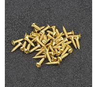 Alomejor Juego de 50 Tornillos para Golpeador de Guitarra con Rosca de 12 Mm y 2,5 Mm, Material de Hierro con Revestimiento de Color Dorado, Plateado y Negro, para Montaje Mantenimiento (GOLD)