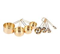 Alomejor Juego de 8 Cucharas Medidoras de Acero Inoxidable con Báscula, Accesorio para Hornear en la Cocina del Hogar para Condimentos y Harina, Ideal para el Hogar y Cafeterías, 338 G (GOLD)