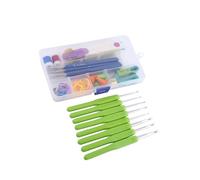 Alomejor Juego de Agujas de Ganchillo, Cómodas Asas de Goma, Agujas de Tejer Versátiles para Principiantes, 16 Tamaños con Accesorios para Manualidades (GREEN)