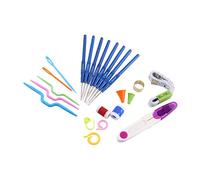 Alomejor Juego de Agujas de Ganchillo, Cómodas Asas de Goma, Agujas de Tejer Versátiles para Principiantes, 16 Tamaños con Accesorios para Manualidades (PURPLE)