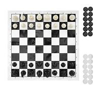 Alomejor Juego de ajedrez plegable con comprobadores, juguete de ajedrez portátil con tarjeta de 25 x 25 cm, juego intelectual relajante para el tiempo, el ajedrez y los comprobadores para mejorar las