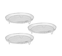 Alomejor Juego de Bandejas Apilables para Freidora de Acero Inoxidable, Rejilla Versátil para Freidora para Alimentos Más Crujientes, Ideal para Deshidratar, 3 uds. (Redondo)