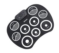 Alomejor Juego de Batería Electrónica, Almohadilla de Batería de Práctica Enrollable Portátil de Silicona con 9 Almohadillas con Conexión USB y Pedal, para Uso Doméstico y Músicos en