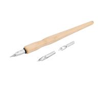 Alomejor Juego de Bolígrafos de Caligrafía Cómica, Soporte de Madera Ergonómico de 3 Puntas, Reemplazo Rápido para Entusiastas del Arte