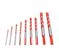 Alomejor Juego de Brocas de Carburo, 9 Piezas, Brocas de Mampostería Resistentes para Hormigón, Ladrillo, Baldosas y Madera, 6 Pulgadas, Rojo, Duradero