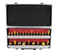 Alomejor Juego de Brocas de Enrutador Profesional de 24 Piezas Kit de Ranurado de Corte de Madera de Aleación de Acero de Tungsteno de Alta Eficiencia para Bordes, Uniones y Ranuras, Ideal para