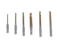Alomejor Juego de Brocas Helicoidales, 6 Piezas, Brocas Dentadas de Vástago Hexagonal HSS Duraderas para Perforación Eficiente en Madera y Metal