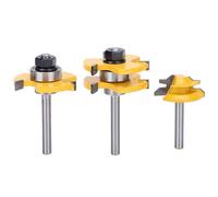 Alomejor Juego de Brocas para Enrutador Stile con Cortadores en Forma de T de 3 Dientes para Proyectos de Carpintería, Vástago de 3 Piezas de Tamaño 1/4, Aleación YG6 de
