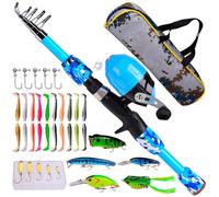 Alomejor Juego de Cañas de Pescar Portátiles con Carrete de y Bolsa de Gran Capacidad, Kit de Equipo de Caña de Pescar Retráctil para Pesca en Alta Mar, Almacenamiento y Transporte Convenientes