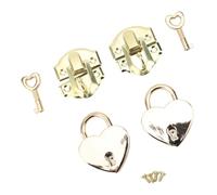 Alomejor Juego de Candados con Pestillo de Aleación de Zinc Vintage con Candados de Corazón para Cajas de Madera Antiguas, 2 Juegos de Cerraduras con Cierre de Cerrojo Retro para Manualidades o