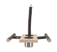 Alomejor Juego de Comedero Colgante con Soporte de Percha de Madera, Prácticos Vasos de Acero Inoxidable para Cacatúas, Cuencos de Alimentación con Soporte de Percha de Madera Resistente para