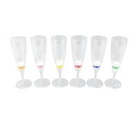 Alomejor Juego de Copas de Champán LED de 6 Piezas, Copas de Vino Ligeras Coloridas para Cumpleaños y Bodas