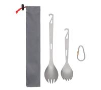 Alomejor Juego de Cubiertos de Aleación de Titanio para Camping, 2 Piezas con Abridor de Botellas, Extendido de 6,30 Pulgadas y 8,50 Pulgadas para Viajes, Camping, Senderismo, Mochilero, Comidas Al