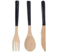 Alomejor Juego de Cubiertos de Madera Japoneses, Utensilios de Cocina Duraderos y Seguros sin BPA para Picnics Familiares Phoebe Wood (BLACK)