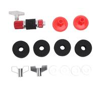 Alomejor Juego de Fieltros de Platillos de 13 Piezas, Almohadillas de Soporte de Platillos de Acero Inoxidable, Reemplazo de Llave de Tambor para Accesorios de Batería (rojo)