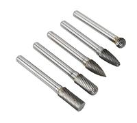 Alomejor Juego de Fresas Rotativas de 5 Piezas Juego de Limas de Fresas de Carburo de Tungsteno de 6 Mm, Vástago de 1,4 Pulgadas, Cabeza de 8 Mm, Corte único para Pulir, Tallar, Metal, Madera, (ACDFG)