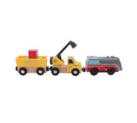 Alomejor Juego de Juguetes para Grúa de Carga para Niños Pequeños, Vehículo de Construcción de Vías de Tren Eléctrico con Grúa Funcional para la Serie Thomas, Material ABS de Madera de