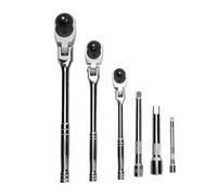 Alomejor Juego de Llaves de Trinquete Reversibles, Trinquete de Cabeza Flexible Duradero de 180 Grados para Reparación de Automóviles, 1/4 Pulgadas, 3/8 Pulgadas, 1/2