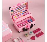 Alomejor Juego de Maquillaje para Niñas, Bolsa de Cosméticos para Juegos de Imaginación con Herramientas de Juguete de Belleza para Niños