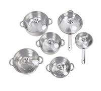 Alomejor Juego de Ollas y Sartenes de Acero Inoxidable, Calefacción Eficiente, Juego de Utensilios de Cocina Fáciles de Limpiar para Cocina, Resistente de 6 Piezas para Chefs Caseros