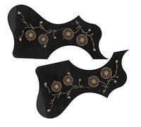 Alomejor Juego de Placas de Golpeador Coloridas de Repuesto para Guitarra Acústica, Material Plástico Duradero, 2 Piezas para Amantes de la Guitarra (BLACK)