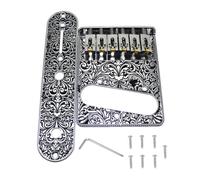 Alomejor Juego de Puente de Guitarra de Aleación de Zinc con Diseño de Rodillo, Placa de Control TL Telecaster y Golpeador para Guitarra Eléctrica (SILVER)
