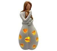 Alomejor Juego de Regalo con Candelabro para Abrazo de Madre e Hija, Luz LED Parpadeante, Decoración de Corazón para Sala de Estar, Dormitorio, Resina, 20x10x9cm