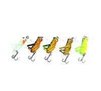 Alomejor Juego de Señuelos de Pesca, Cebo Luminoso de Plástico para Peces con 3 Anzuelos, 5 Señuelos de Pesca Artificiales de 5 Cm, Diseño Realista para Nocturna, Pescadores de Agua Dulce y