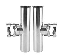 Alomejor Juego de Soporte para Caña de Pescar de Acero Inoxidable, Abrazadera Ajustable Duradera para Rieles de 1-1/4 a 2 Pulgadas, Ideal para Pesca en Barco, 2 Piezas