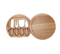 Alomejor Juego de Tabla de Queso de Madera de Caucho, Juego de Plato Elegante con Herramientas de Acero Inoxidable para Tabla de Charcutería de Queso para Reuniones Familiares