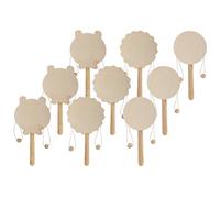 Alomejor Juego de Tambores de Sonajero de Dibujos Animados de Madera para Pintura de Bricolaje, Juego de Juguetes para Bebés para Educación Temprana, Manualidades de Madera sin Terminar para Niños,
