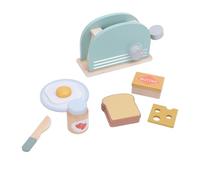 Alomejor Juego de Tostadora de Madera, Juguete Educativo para Niños con Accesorios, Fomenta la Imaginación y la Interacción Entre e Hijos, para Aprender Habilidades Básicas de Cocina