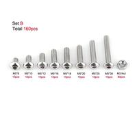 Alomejor Juego de Tuercas de Tornillo, 160 Piezas de Acero Inoxidable, Surtido de Tornillos y Pernos Hexagonales para Oficina en el Hogar y Uso Industrial (Cabeza redonda con tuercas hexagonales)