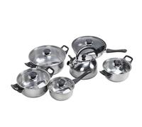 Alomejor Juego de Utensilios de Cocina de Acero Inoxidable, Ollas Antiadherentes Duraderas, Sartenes para Freír y Hervir para Cocineros Caseros, 5 Ollas y 1 Hervidor
