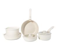 Alomejor Juego de Utensilios de Cocina Resistentes, Juego de Sartenes Antiadherentes con Desmontable para Fácil Almacenamiento, Aluminio, 3 Unidades