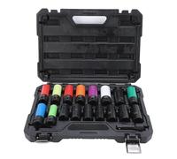 Alomejor Juego de Vasos de Impacto, Accionamiento de 6 y 12 Puntos de Acero Cr-Mo con Funda Protectora y Estuche Moldeado para Aplicaciones de Tuercas de Cubo de Rueda