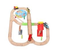 Alomejor Juego de Vías de Tren de Madera, Diseño Temático Clásico de la Ciudad con Materiales ABS de Madera Ecológicos, Modelos de Tren Realistas para Niños de 2 Años en Adelante