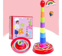 Alomejor Juego Grande y Colorido de Anillos de Lanzamiento, para Niños Pequeños y Bebés, Mejora la Coordinación Ojo-Mano, con Juguete Deportivo para Interiores Exteriores