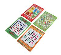 Alomejor Juegos Familiares 4 en 1 Set: Snake and Ladder Kids Chess, Ludo, Nine Mens Morris - Adecuado para el Juego Interior y Al Aire, Bueno para el Desarrollo de los Niños