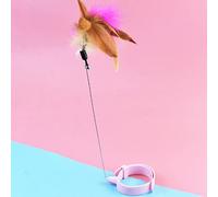 Alomejor Juguete Ajustable con Cuello de Plumas para Gatos con Campana, Varita Flexible para Jugar Interactivo, Adecuado para Gatos de Interior (Pink)