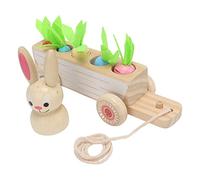 Alomejor Juguete de Coche a Juego de Rábano para Niños Pequeños, Juguete de Madera para Tirar de Zanahoria con 5 Rábanos para el Aprendizaje de la Guardería en Casa