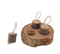 Alomejor Juguete Decorativo de Madera para Alimentación de Hámster, Elegante Exhibición Que Reduce el Aburrimiento para Hámster Chinchilla, Alimentador de de Madera de Manzano para Animales Pequeños